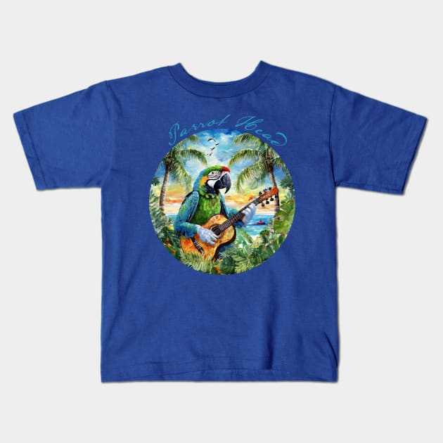 Parrot Head Circle Kids T-Shirt by CreativePhil